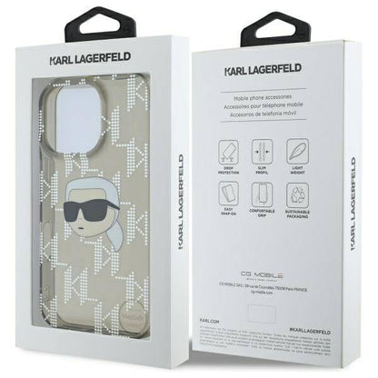 Etui na Apple iPhone 16 Pro, Karl Lagerfeld, IML Luxury Electroplated Karl's Head, Czarne