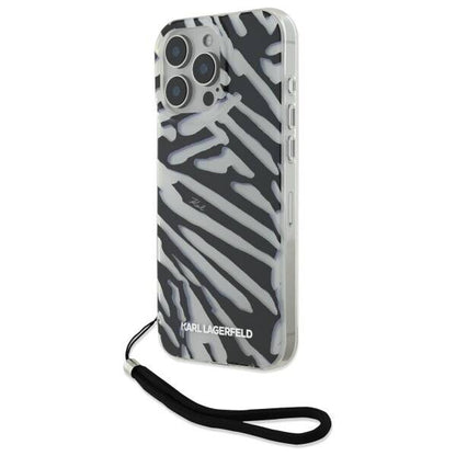 Etui na Apple iPhone 16 Pro, Karl Lagerfeld, IML Luxury Zebra Pattern with Strap, Czarne