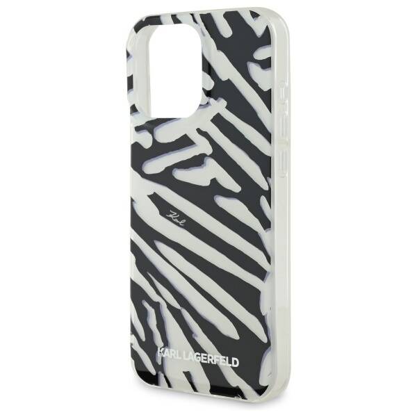 Etui na Apple iPhone 16 Pro, Karl Lagerfeld, IML Luxury Zebra Pattern with Strap, Czarne