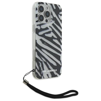 Etui na Apple iPhone 16 Pro, Karl Lagerfeld, IML Luxury Zebra Pattern with Strap, Czarne