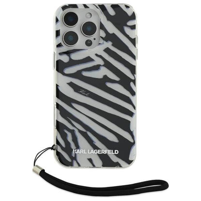 Etui na Apple iPhone 16 Pro, Karl Lagerfeld, IML Luxury Zebra Pattern with Strap, Czarne