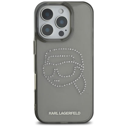 Case for Apple iPhone 16 Pro, Karl Lagerfeld, IML Rhinestones Karl's Head, Black