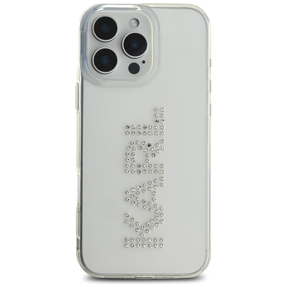 Etui na Apple iPhone 16 Pro, Karl Lagerfeld, IML Rhinestones Transparent Logo, Przezroczyste
