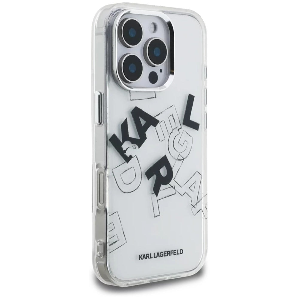 Etui na Apple iPhone 16 Pro, Karl Lagerfeld, IML Sketched Graphic Logo, Przezroczyste