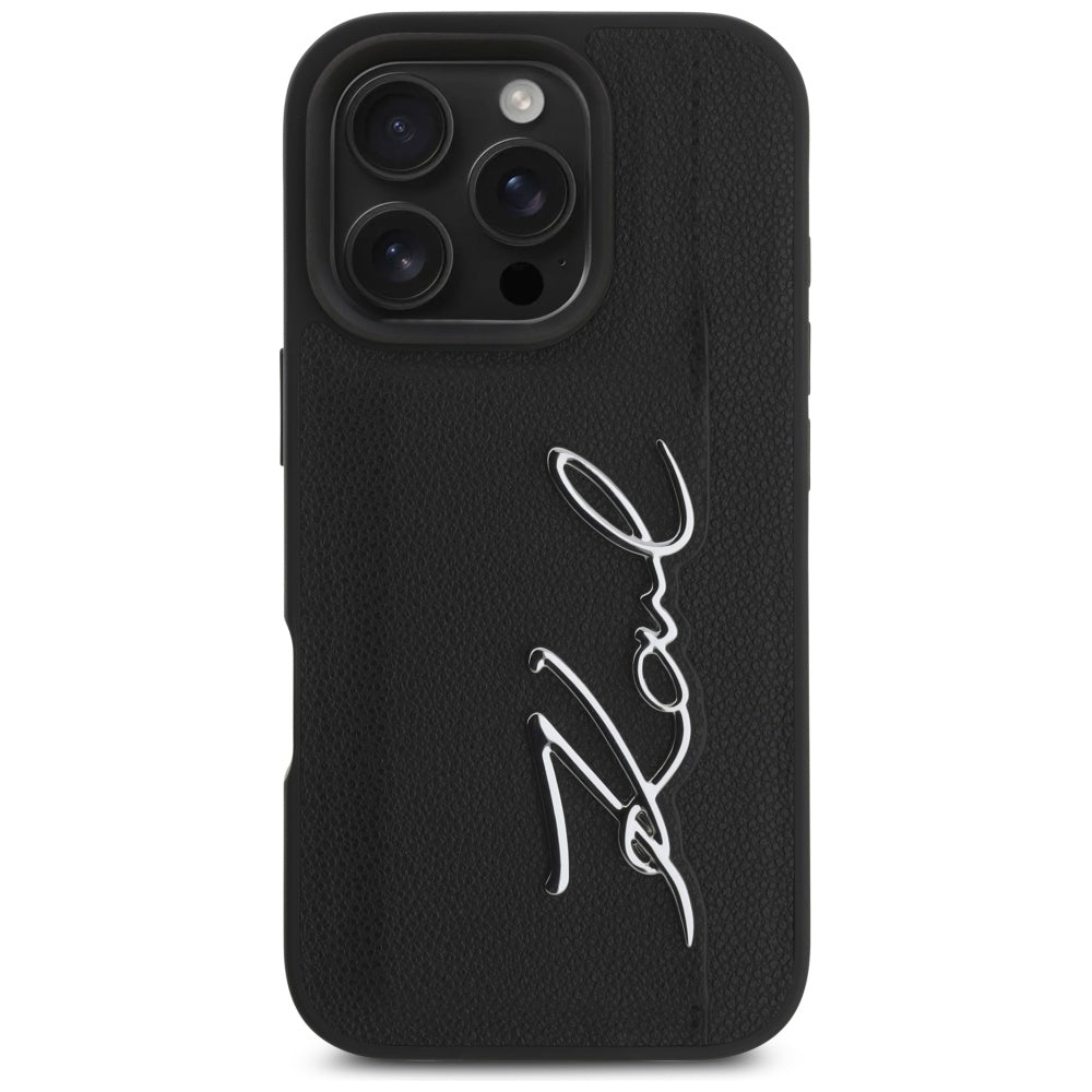 Etui na Apple iPhone 16 Pro, Karl Lagerfeld, Metal Signature, Czarne