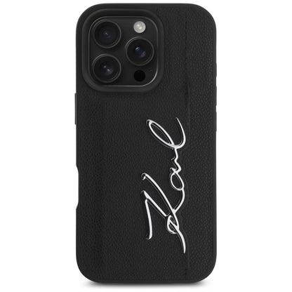 Etui na Apple iPhone 16 Pro, Karl Lagerfeld, Metal Signature, Czarne