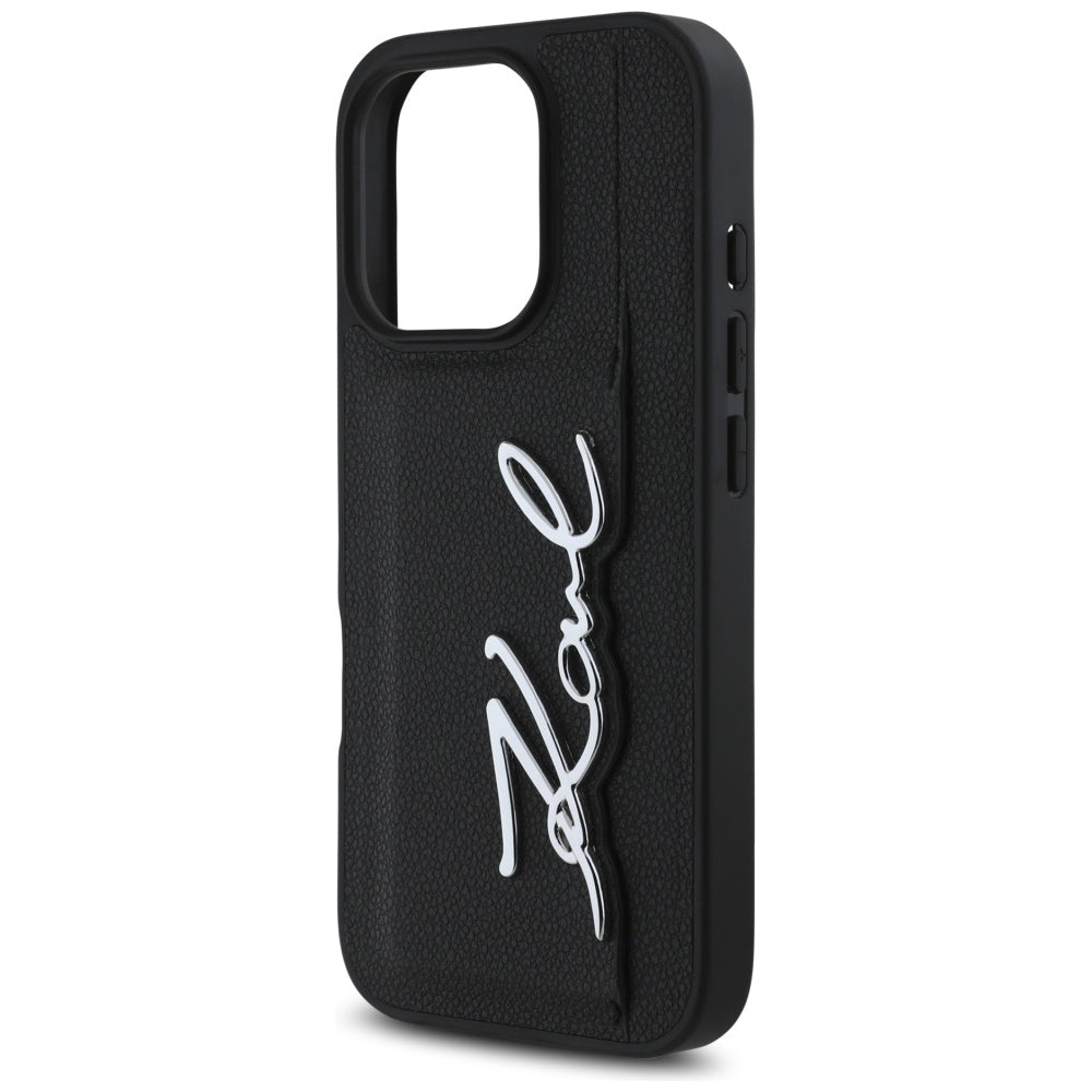 Etui na Apple iPhone 16 Pro, Karl Lagerfeld, Metal Signature, Czarne