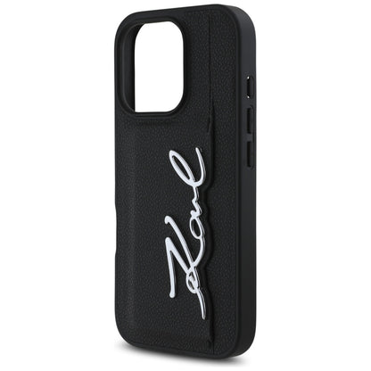 Etui na Apple iPhone 16 Pro, Karl Lagerfeld, Metal Signature, Czarne