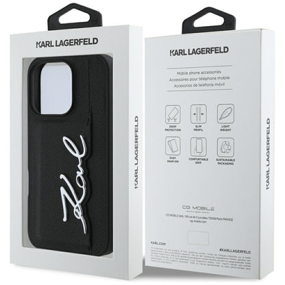 Etui na Apple iPhone 16 Pro, Karl Lagerfeld, Metal Signature, Czarne