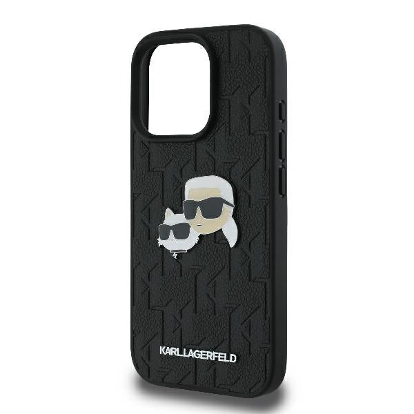 Etui na Apple iPhone 16 Pro, Karl Lagerfeld, Monogram Karl & Choupette's Heads, Czarne