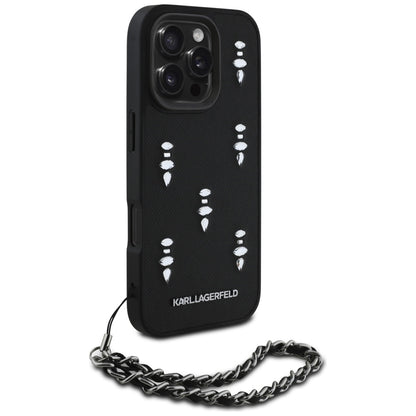 Etui na Apple iPhone 16 Pro, Karl Lagerfeld, Saffiano Crystals & Charm, Czarne