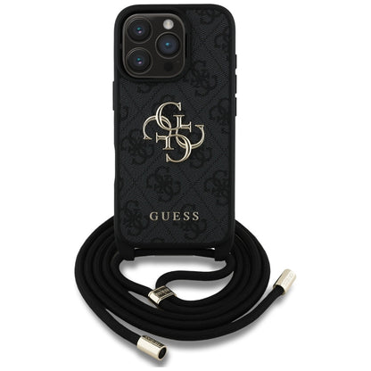 Etui na Apple iPhone 16 Pro Max, Guess, 4G CBDY Big Logo with Cord Strap, Czarne