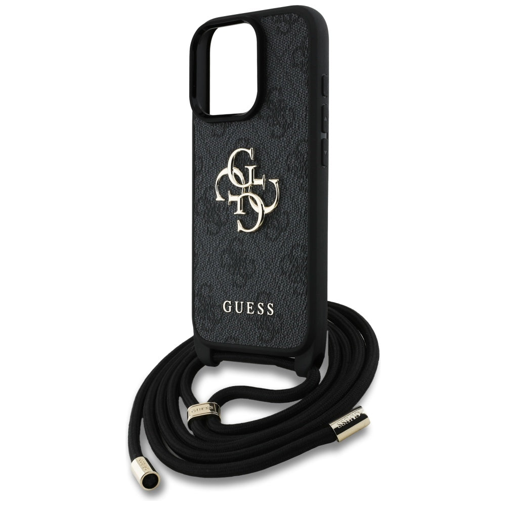 Etui na Apple iPhone 16 Pro Max, Guess, 4G CBDY Big Logo with Cord Strap, Czarne