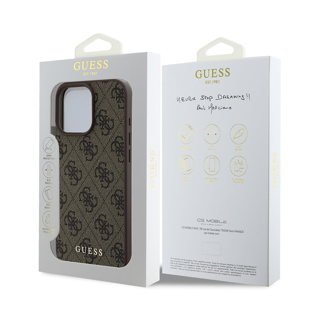 Etui na Apple iPhone 16 Pro Max, Guess, 4G Classic, Brązowy
