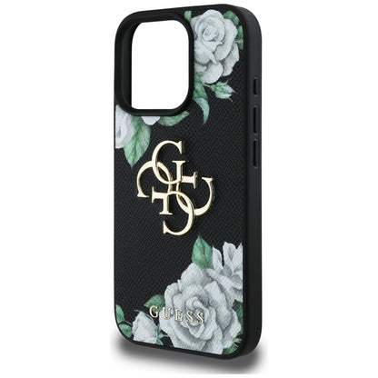 Etui na Apple iPhone 16 Pro Max, Guess, 4G Grained Roses Big Logo, Czarne