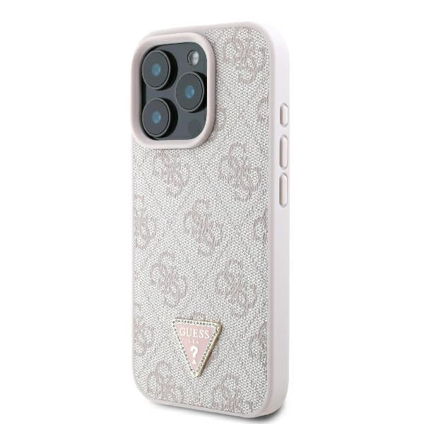 Case for Apple iPhone 16 Pro Max, Guess, Crossbody 4G Triangle Strass, Pink
