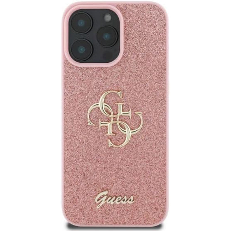 Etui na Apple iPhone 16 Pro Max, Guess, Fixed Glitter Big 4G, Różowy