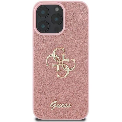 Etui na Apple iPhone 16 Pro Max, Guess, Fixed Glitter Big 4G, Różowy