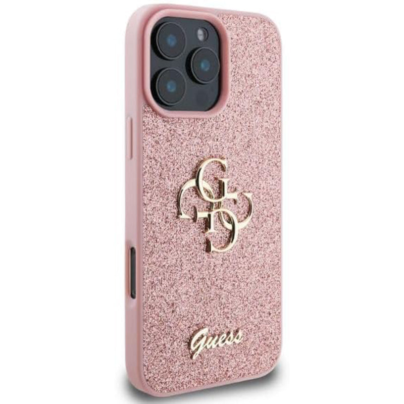 Etui na Apple iPhone 16 Pro Max, Guess, Fixed Glitter Big 4G, Różowy