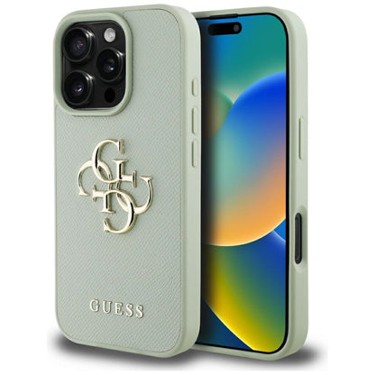 Etui na Apple iPhone 16 Pro Max, Guess, Grained Big 4G Logo Small Classic Logo, Zielony