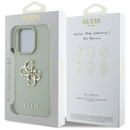 Etui na Apple iPhone 16 Pro Max, Guess, Grained Big 4G Logo Small Classic Logo, Zielony