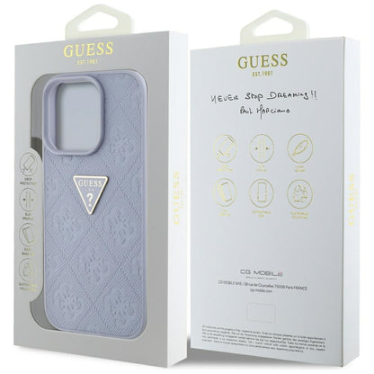 Etui na Apple iPhone 16 Pro Max, Guess, Hot Stamp 4G Pattern Triangle Logo, Jasny Fioletowy