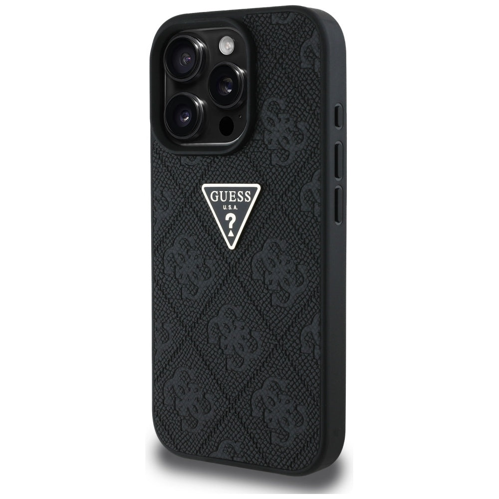 Etui na Apple iPhone 16 Pro Max, Guess, Hot Stamp 4G Pattern Triangle Logo, Czarne