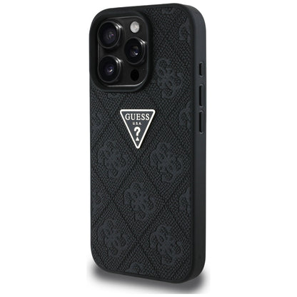 Etui na Apple iPhone 16 Pro Max, Guess, Hot Stamp 4G Pattern Triangle Logo, Czarne