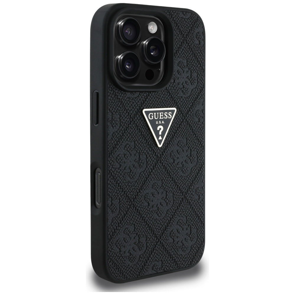 Etui na Apple iPhone 16 Pro Max, Guess, Hot Stamp 4G Pattern Triangle Logo, Czarne