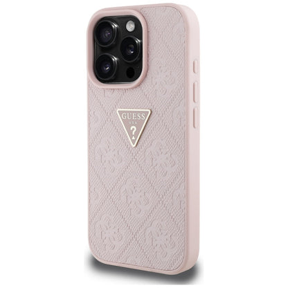 Etui na Apple iPhone 16 Pro Max, Guess, Hot Stamp 4G Pattern Triangle Logo, Różowy