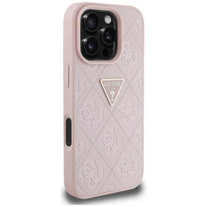 Etui na Apple iPhone 16 Pro Max, Guess, Hot Stamp 4G Pattern Triangle Logo, Różowy