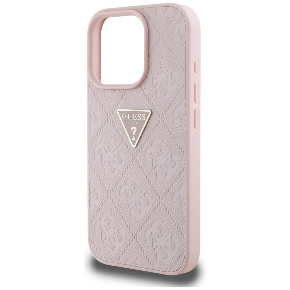 Etui na Apple iPhone 16 Pro Max, Guess, Hot Stamp 4G Pattern Triangle Logo, Różowy