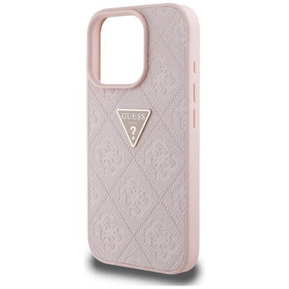 Etui na Apple iPhone 16 Pro Max, Guess, Hot Stamp 4G Pattern Triangle Logo, Różowy