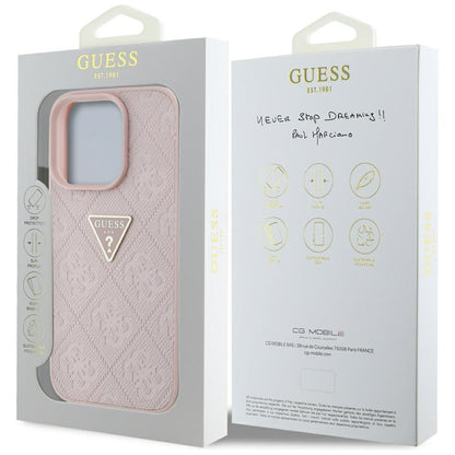 Etui na Apple iPhone 16 Pro Max, Guess, Hot Stamp 4G Pattern Triangle Logo, Różowy