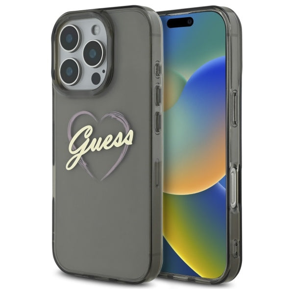 Etui na Apple iPhone 16 Pro Max, Guess, IML Heart, Czarne