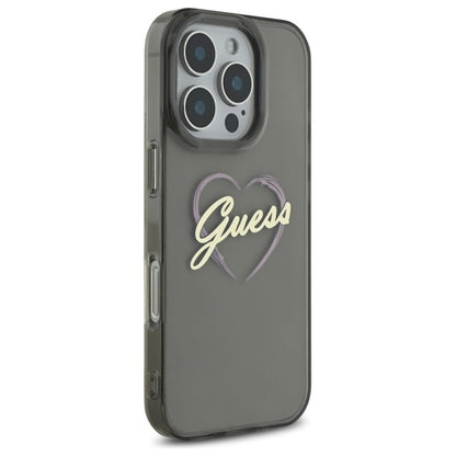 Etui na Apple iPhone 16 Pro Max, Guess, IML Heart, Czarne