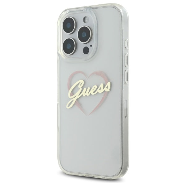 Etui na Apple iPhone 16 Pro Max, Guess, IML Heart, Przezroczyste