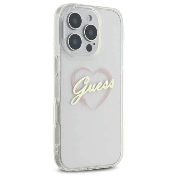 Etui na Apple iPhone 16 Pro Max, Guess, IML Heart, Przezroczyste