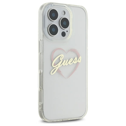 Etui na Apple iPhone 16 Pro Max, Guess, IML Heart, Przezroczyste