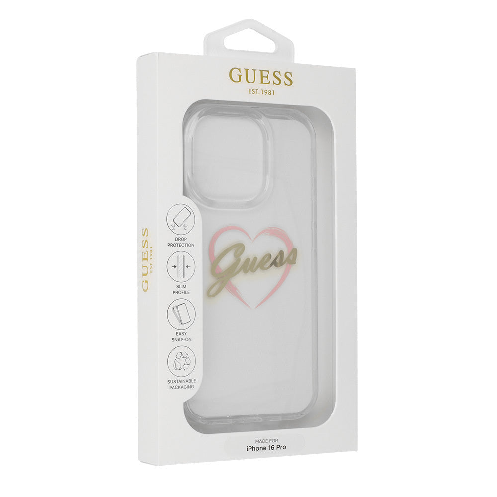 Etui na Apple iPhone 16 Pro Max, Guess, IML Heart, Przezroczyste