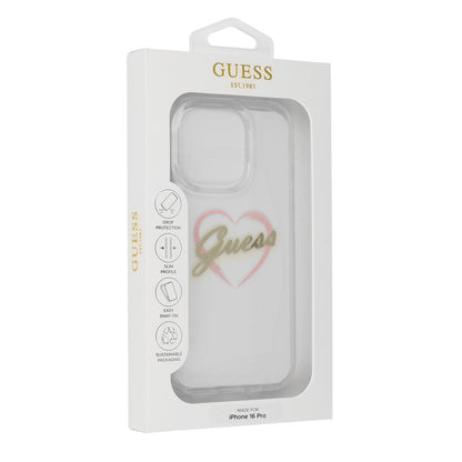 Etui na Apple iPhone 16 Pro Max, Guess, IML Heart, Przezroczyste