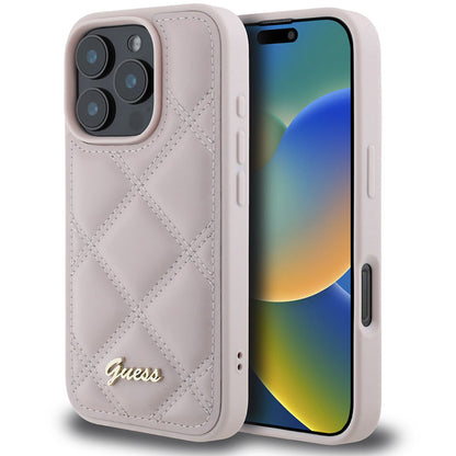 Etui na Apple iPhone 16 Pro Max, Guess, Quilted Metal Logo, Różowy