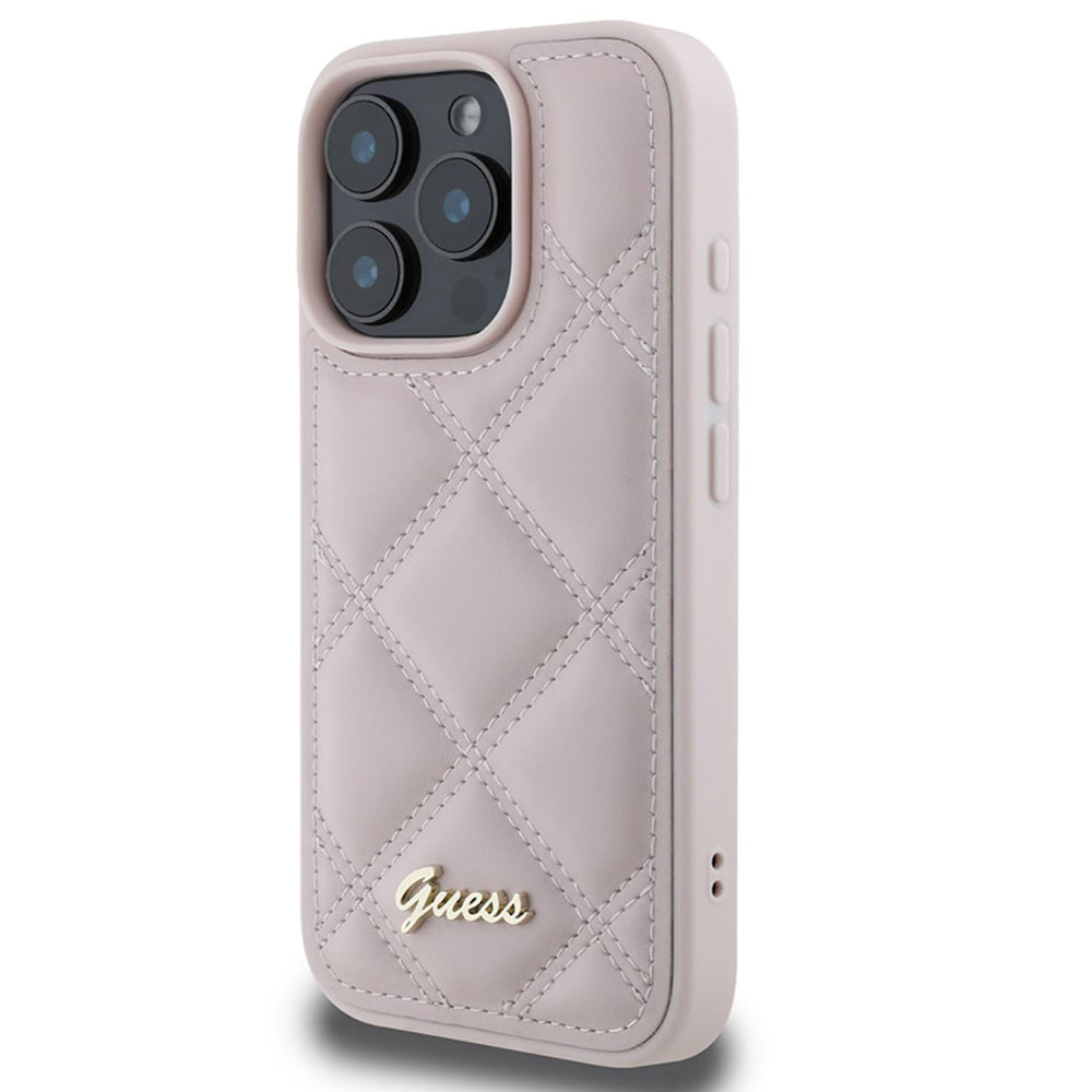 Etui na Apple iPhone 16 Pro Max, Guess, Quilted Metal Logo, Różowy