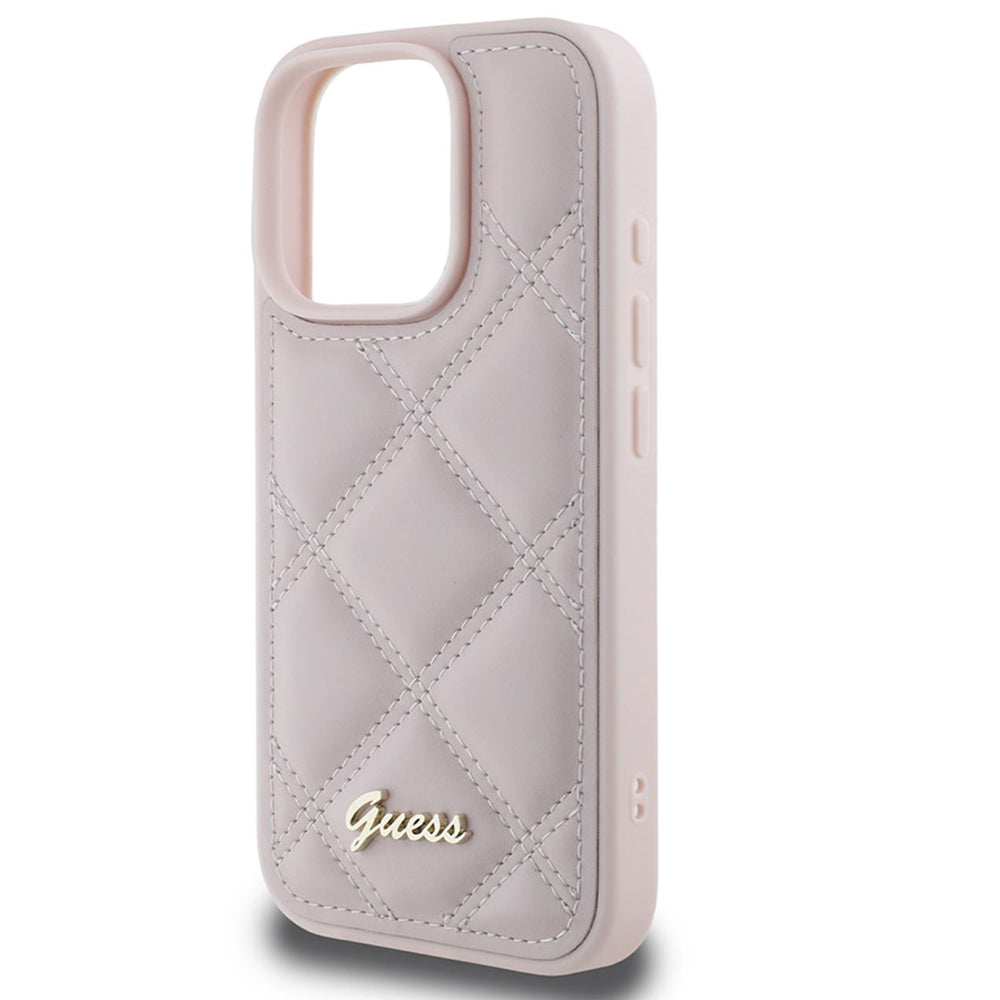 Etui na Apple iPhone 16 Pro Max, Guess, Quilted Metal Logo, Różowy