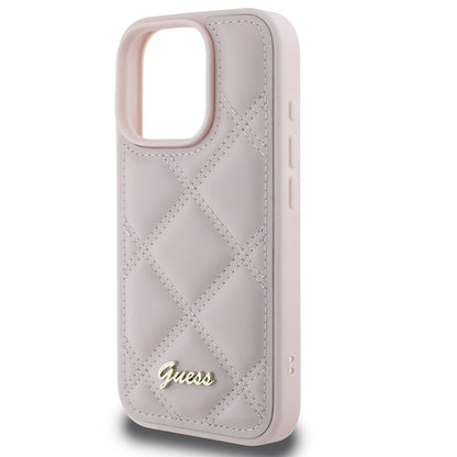 Etui na Apple iPhone 16 Pro Max, Guess, Quilted Metal Logo, Różowy