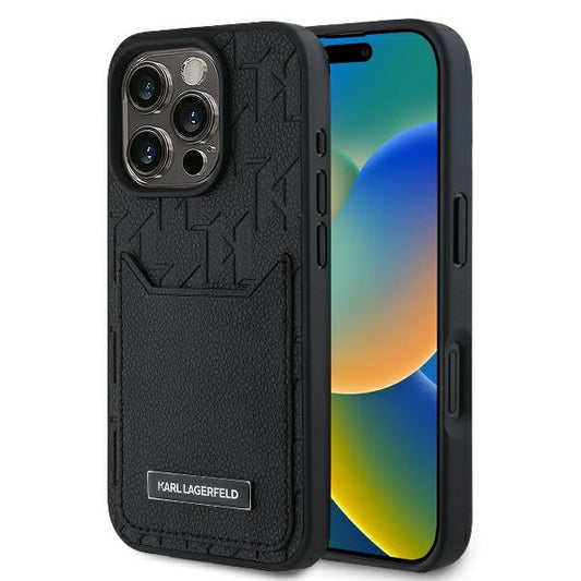 Etui na Apple iPhone 16 Pro Max, Karl Lagerfeld, Cardslots Monogram, Czarne