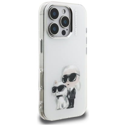 Etui na Apple iPhone 16 Pro Max, Karl Lagerfeld, IML Aquarelle Logo Karl & Choupette, Białe