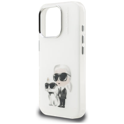 Etui na Apple iPhone 16 Pro Max, Karl Lagerfeld, IML Aquarelle Logo Karl & Choupette, Białe