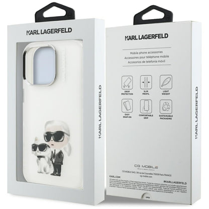 Etui na Apple iPhone 16 Pro Max, Karl Lagerfeld, IML Aquarelle Logo Karl & Choupette, Białe