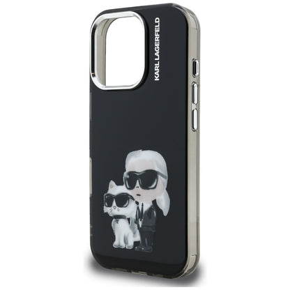 Case for Apple iPhone 16 Pro Max, Karl Lagerfeld, IML Aquarelle Logo Karl & Choupette, Black